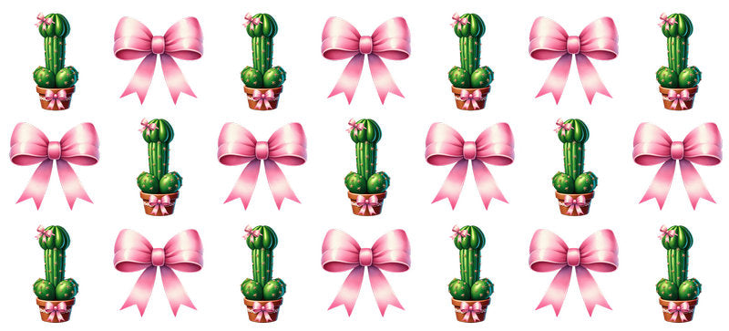 Pink Bow Penis Cactus UV DTF Cup Wrap for 16oz Libbey Glass KA-6687