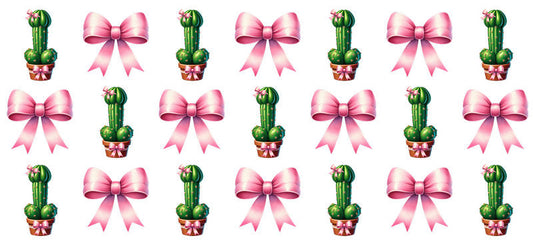 Pink Bow Penis Cactus UV DTF Cup Wrap for 16oz Libbey Glass KA-6687
