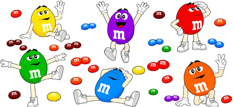 M&M Colorful Characters UV DTF Cup Wrap for 16oz Libbey Glass KA-6697