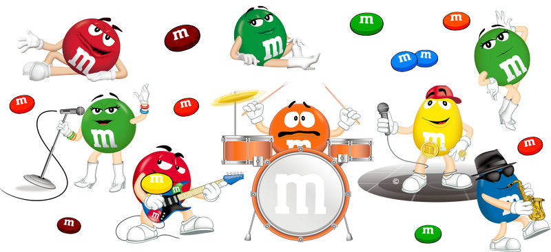 M&M Band Characters UV DTF Cup Wrap for 16oz Libbey Glass KA-6701