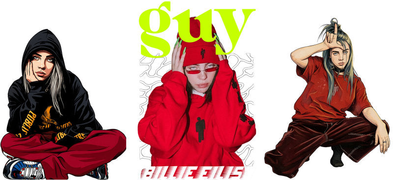 Billie Eilish Guy UV DTF Cup Wrap for 16oz Libbey Glass KA-6715