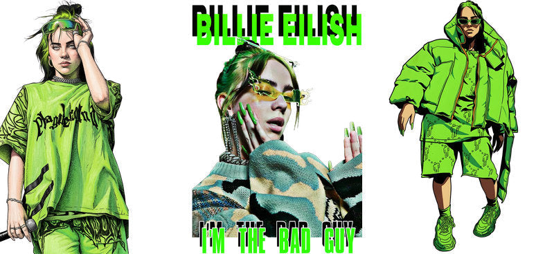 Billie Eilish Green UV DTF Cup Wrap for 16oz Libbey Glass KA-6718