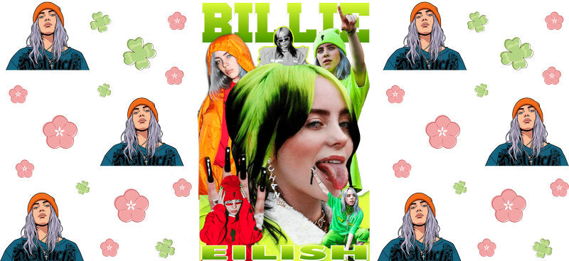 Billie Eilish Floral UV DTF Cup Wrap for 16oz Libbey Glass KA-6719