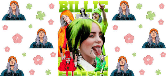 Billie Eilish Floral UV DTF Cup Wrap for 16oz Libbey Glass KA-6719