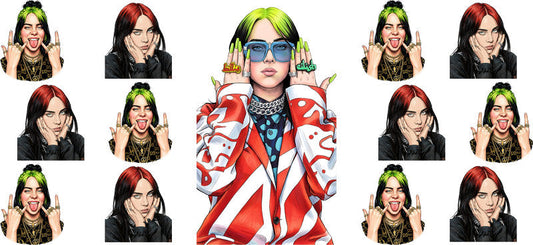 Billie Eilish Style UV DTF Cup Wrap for 16oz Libbey Glass KA-6724