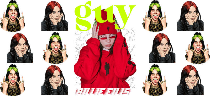 Billie Eilish Guy UV DTF Cup Wrap for 16oz Libbey Glass KA-6725
