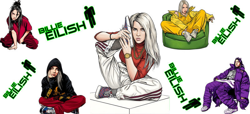 Billie Eilish Doodle UV DTF Cup Wrap for 16oz Libbey Glass KA-6731
