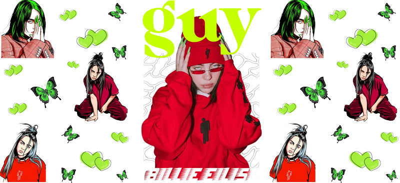 Billie Eilish Guy UV DTF Cup Wrap for 16oz Libbey Glass KA-6751