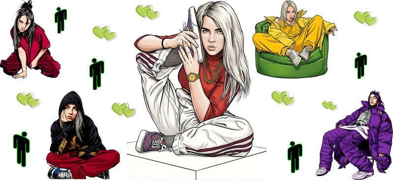 Billie Eilish Doodle UV DTF Cup Wrap for 16oz Libbey Glass KA-6755