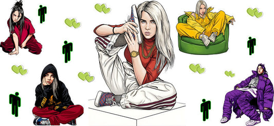 Billie Eilish Doodle UV DTF Cup Wrap for 16oz Libbey Glass KA-6755
