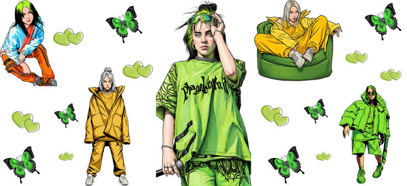 Billie Eilish Fashion UV DTF Cup Wrap for 16oz Libbey Glass KA-6756