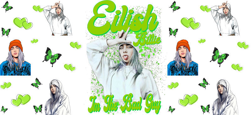 Billie Eilish Logo UV DTF Cup Wrap for 16oz Libbey Glass KA-6757