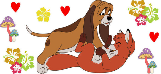 Disney Fox and the Hound Friends UV DTF Cup Wrap for 16oz Libbey Glass KA-6765