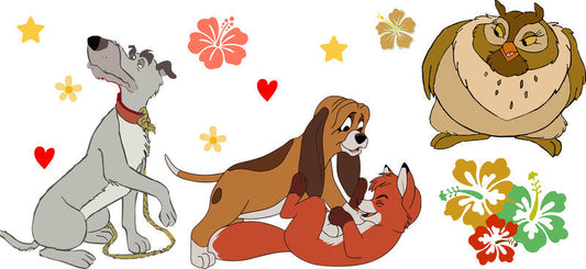 Disney Fox and the Hound Classic UV DTF Cup Wrap for 16oz Libbey Glass KA-6766