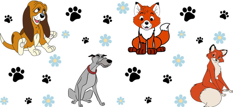 Disney Fox and the Hound Friends UV DTF Cup Wrap for 16oz Libbey Glass KA-6773