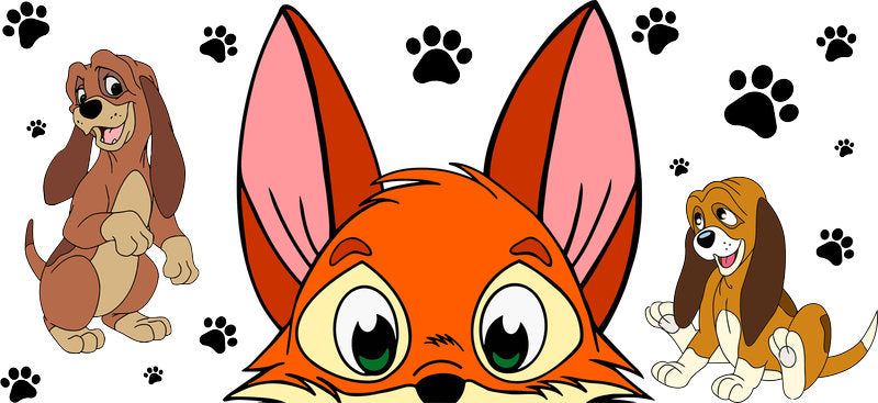Disney Fox and the Hound Classic UV DTF Cup Wrap for 16oz Libbey Glass KA-6775