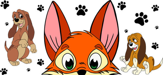 Disney Fox and the Hound Classic UV DTF Cup Wrap for 16oz Libbey Glass KA-6775