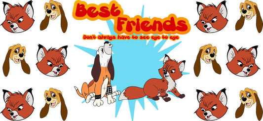 Disney Fox and the Hound Friends UV DTF Cup Wrap for 16oz Libbey Glass KA-6779