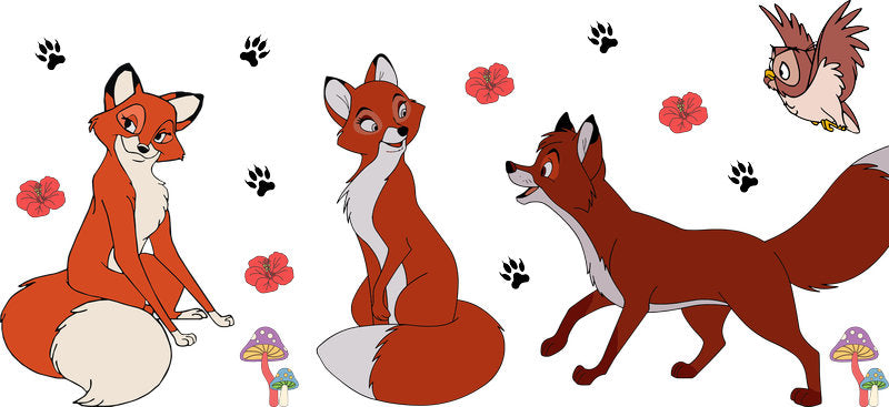Disney Fox and the Hound Vintage UV DTF Cup Wrap for 16oz Libbey Glass KA-6781