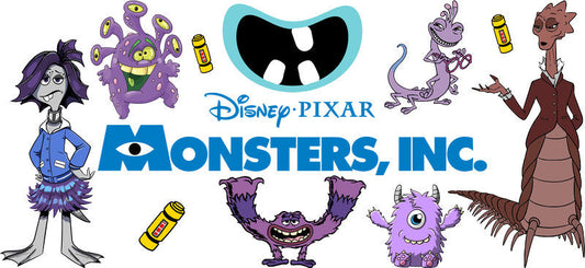 Disney Pixar Monsters, Inc. Vintage UV DTF Cup Wrap for 16oz Libbey Glass KA-6805