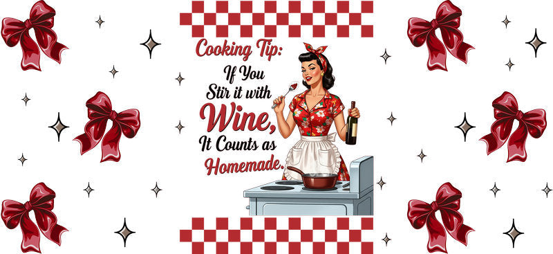 Funny Retro Wine Quote UV DTF Cup Wrap for 16oz Libbey Glass KA-6837