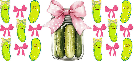 Cute Pickle UV DTF Cup Wrap for 16oz Libbey Glass KA-6862