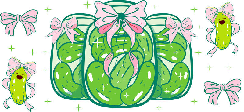 Pickle Bow UV DTF Cup Decal for 16oz Libbey Glass KA-6864