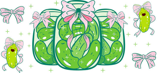 Pickle Bow UV DTF Cup Decal for 16oz Libbey Glass KA-6864