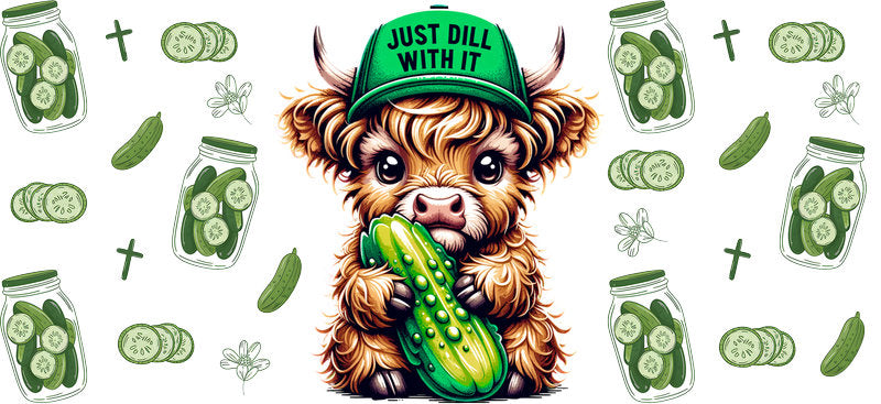 Funny Pickle Cow UV DTF Cup Wrap for 16oz Libbey Glass KA-6871