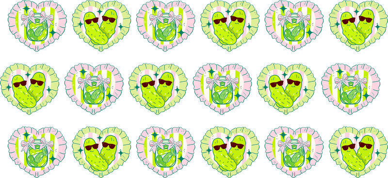 Pickle Heart UV DTF Cup Decal for 16oz Libbey Glass KA-6903