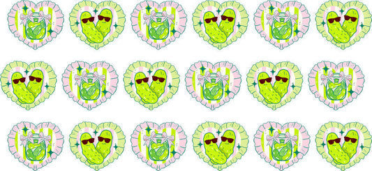 Pickle Heart UV DTF Cup Decal for 16oz Libbey Glass KA-6903