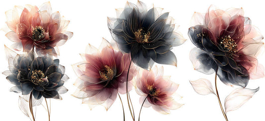 Soft Floral UV DTF Cup Decal for 16oz Libbey Glass KA-6956