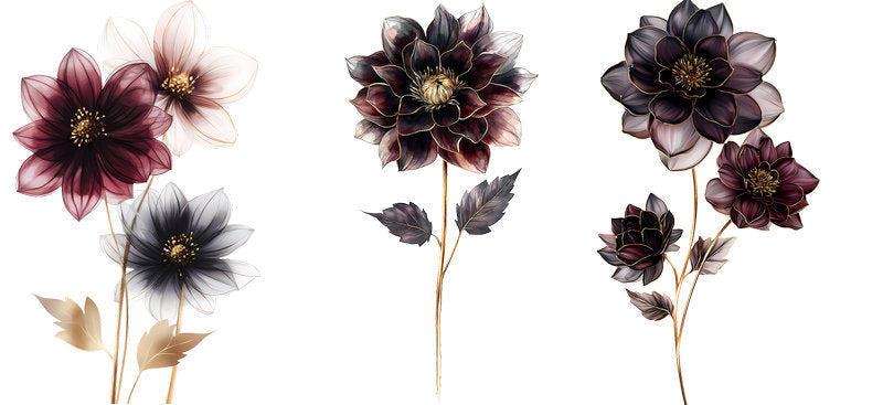 Botanical Dark Floral UV DTF Cup Decal for 16oz Libbey Glass KA-6959