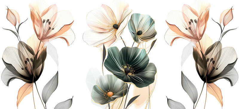 Neutral Botanical Floral UV DTF Cup Decal for 16oz Libbey Glass KA-6968