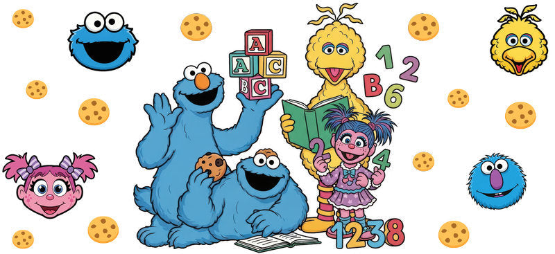 Sesame Street Buddies UV DTF Cup Decal for 16oz Libbey Glass KA-6996