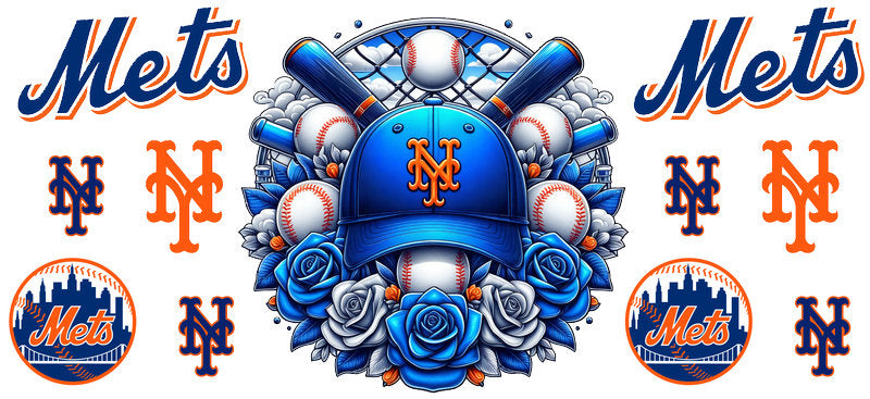 New York Mets MLB UV DTF Cup Wrap for 16oz Libbey Glass KA-7026