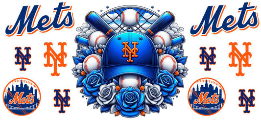 New York Mets MLB UV DTF Cup Wrap for 16oz Libbey Glass KA-7026