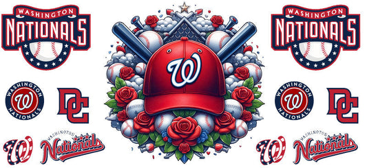 Washington Nationals MLB UV DTF Tumbler Decal for 16oz Libbey Glass KA-7027