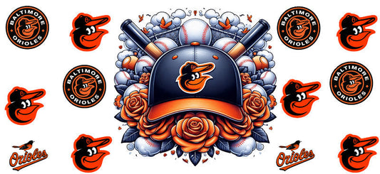 Baltimore Orioles MLB UV DTF Tumbler Decal for 16oz Libbey Glass KA-7030