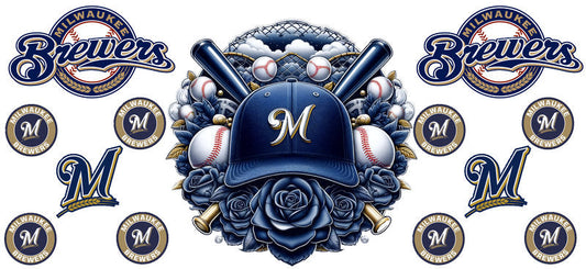 Milwaukee Brewers MLB UV DTF Tumbler Decal for 16oz Libbey Glass KA-7033