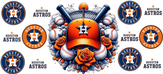 Houston Astros MLB UV DTF Cup Decal for 16oz Libbey Glass KA-7037