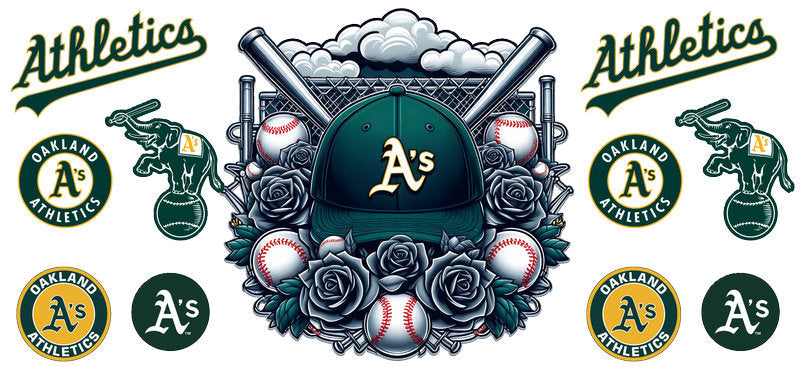 Oakland Athletics MLB UV DTF Tumbler Decal for 16oz Libbey Glass KA-7039