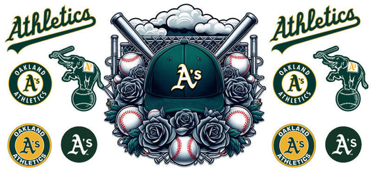 Oakland Athletics MLB UV DTF Tumbler Decal for 16oz Libbey Glass KA-7039