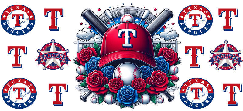Texas Rangers MLB UV DTF Tumbler Decal for 16oz Libbey Glass KA-7042
