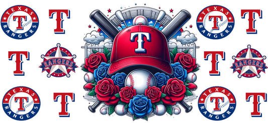 Texas Rangers MLB UV DTF Tumbler Decal for 16oz Libbey Glass KA-7042
