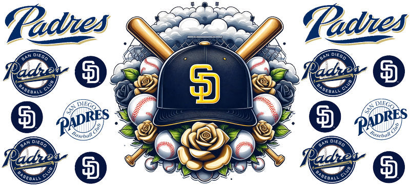 San Diego Padres MLB UV DTF Cup Decal for 16oz Libbey Glass KA-7043