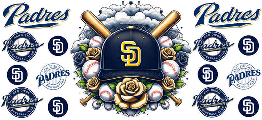San Diego Padres MLB UV DTF Cup Decal for 16oz Libbey Glass KA-7043