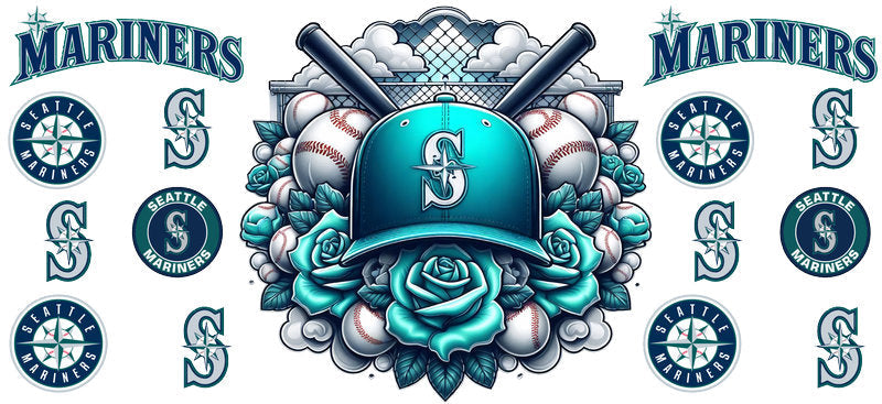 Seattle Mariners MLB UV DTF Cup Decal for 16oz Libbey Glass KA-7046