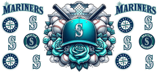 Seattle Mariners MLB UV DTF Cup Decal for 16oz Libbey Glass KA-7046