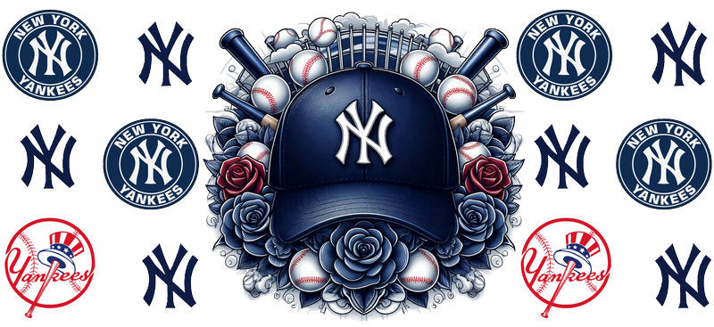 New York Yankees MLB UV DTF Cup Decal for 16oz Libbey Glass KA-7052